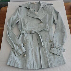 Nicole Benisti Linen Blend Belted Trench Jacket Light Blue Women’s Small